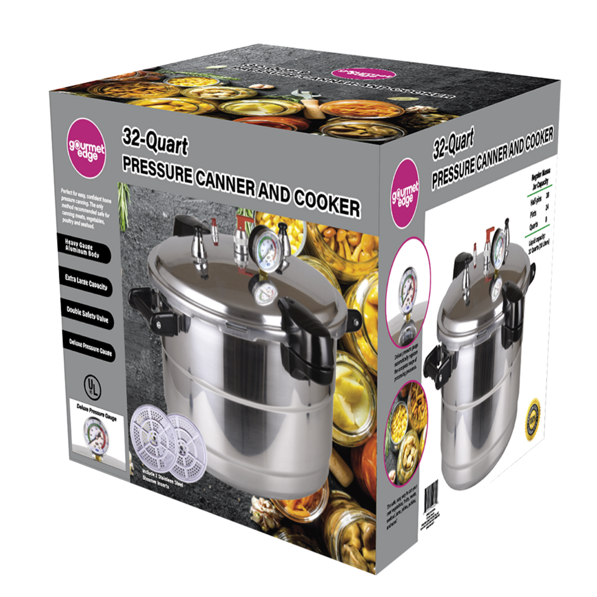 16 QT Gourmet Trends Pressure Canner Cooker Canning Aluminum, NEW