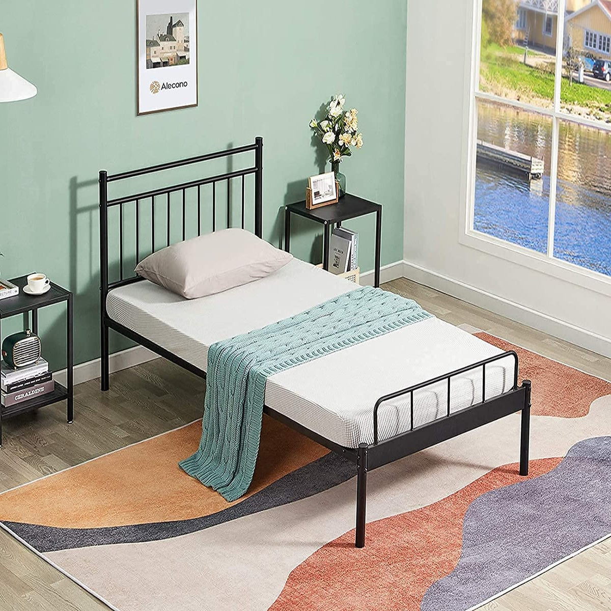LUNA TWIN METAL BED FRAME #LUNA-TWIN-BK-XH-AN – Womynhomeproducts