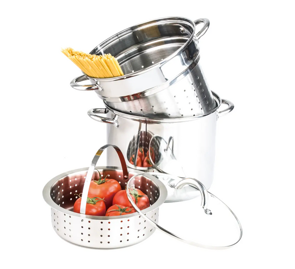 4-Piece Stainless Steel Multicooker Set (8 qt)