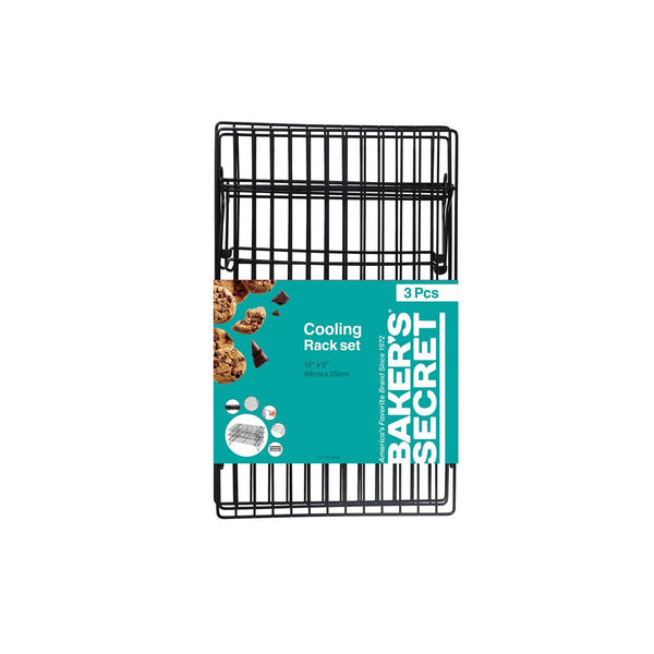 Baker's Secret Essential Line 3pcs cooling rack set with non-stick coating, rack-Exterior :15.7in x 9.8in x 3.1in - #BS10235