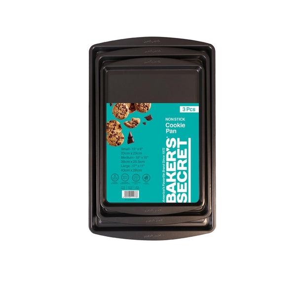 Baker's Secret Essential Line  3pcs cookie sheet Set  15" x 10.5" x 0.7" /17" x 11" x 0.7" / 19" x 12.4" x 1" - #BS10236