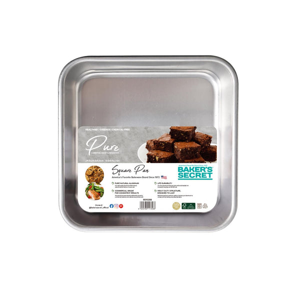 Baker's Secret Pure Aluminum uncoated,Square pan 24.5x24.5x6.5CM, 0.8mm with metal wire inside the rolling - #BS10288