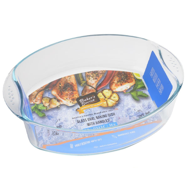 2 L Oval Glass Baking Dish (11.8*8*2.6 Inch) Tempered Glass - #BS40365 In Stock