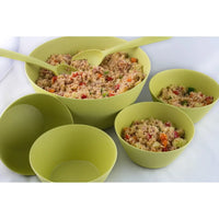 Eco-Friendly 7-Piece Round Bamboo Salad Bowl Set (Green)
