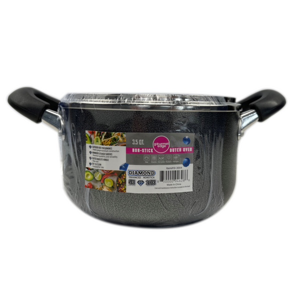 Gourmet Edge - Hammered Nonstick 3.5 Qt Dutch Oven with Cover #10-3004 –  Womynhomeproducts