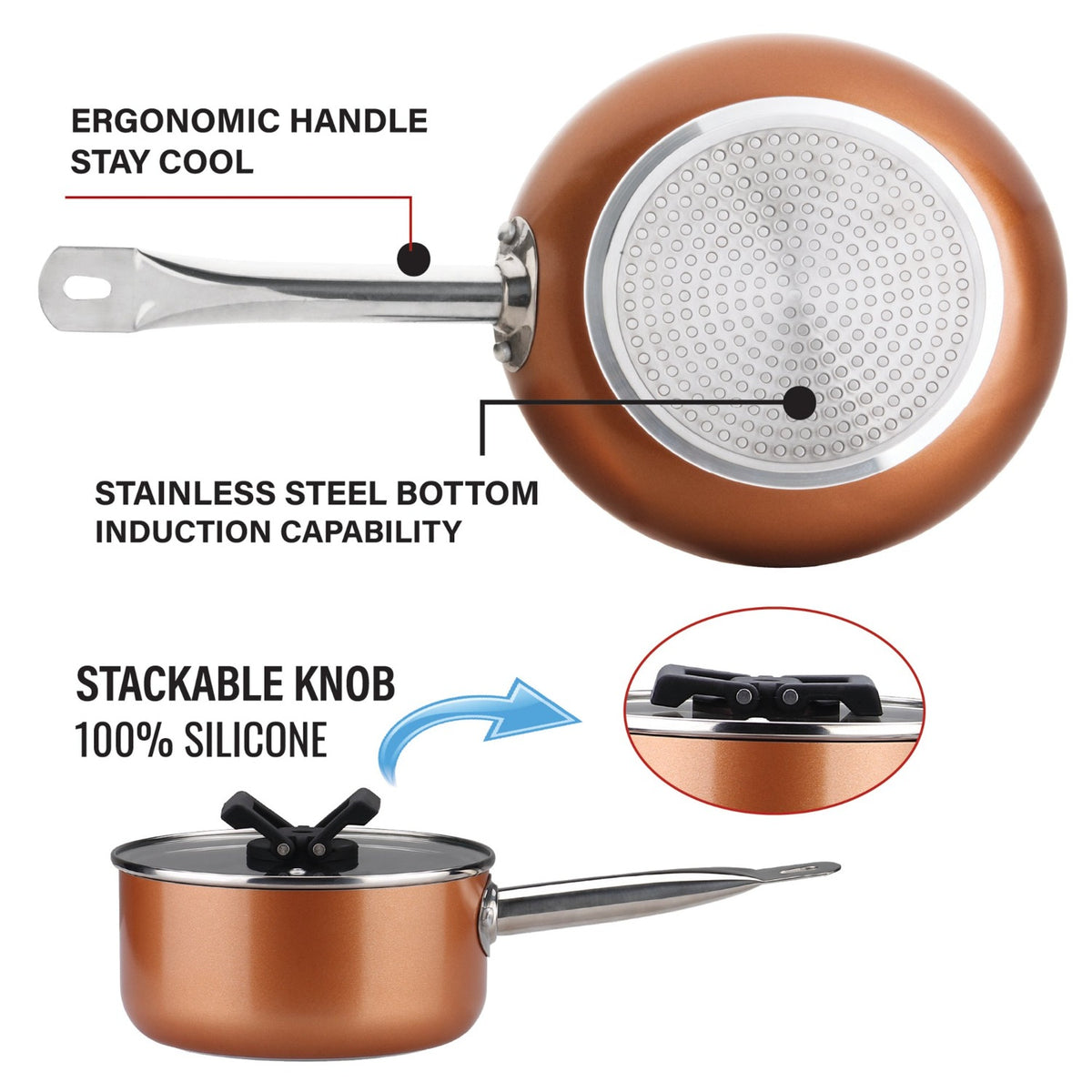 Gourmet Edge - 8 Pieces Aluminum Non Stick Cookware Set #10-4408 ...