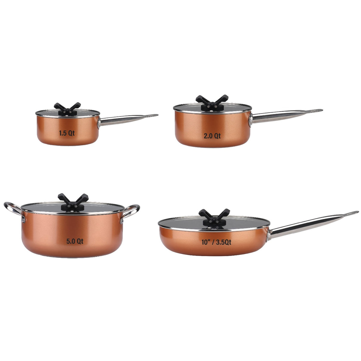 Gourmet Edge - 8 Pieces Aluminum Non Stick Cookware Set #10-4408 ...