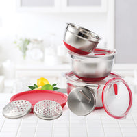 Gourmet Edge -10pc Stainless Steel Mixing Bowl Set  with See through Air-tight cover #20-2210