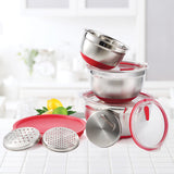 Gourmet Edge -10pc Stainless Steel Mixing Bowl Set  with See through Air-tight cover #20-2210