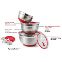 Gourmet Edge -10pc Stainless Steel Mixing Bowl Set  with See through Air-tight cover #20-2210