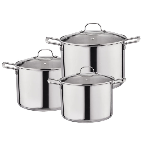 stainless steel cookware pot set stock