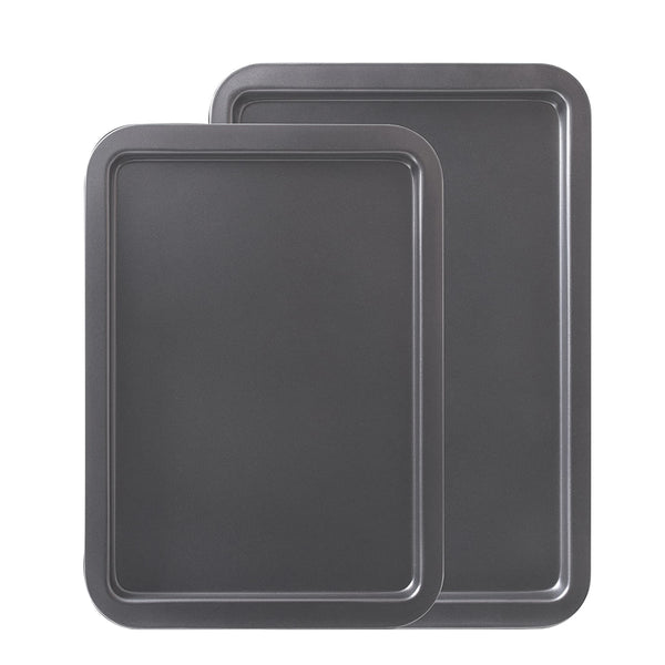 2pcs/set Premium Quarter Sheet Pan, Non-stick Coating, 33.02 X 22.86 Cm  Cookie Sheet, Wider Handles, Carbon Steel Commercial Oven Roasting Tray -  Black