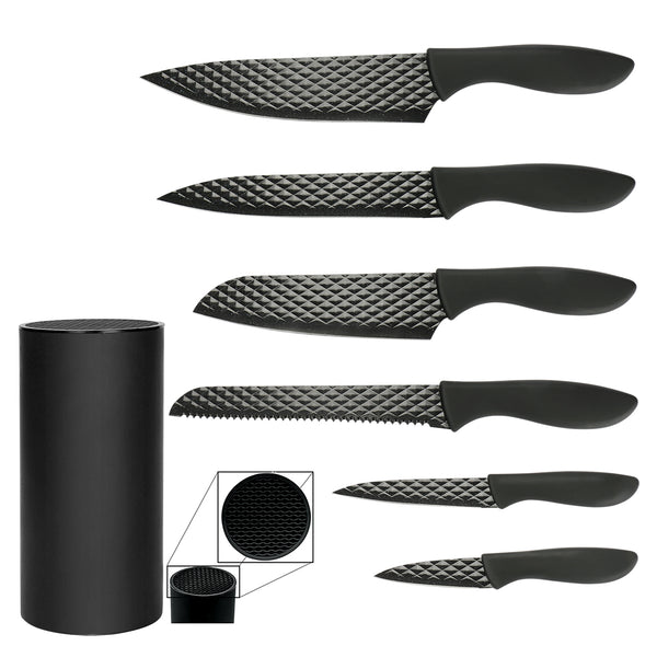 Gourmet Edge -7 Piece Diamond Nonstick Blade Cutlery Knife Set with Bl –  Womynhomeproducts