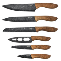 Gourmet Edge - 6-Piece Nutri Blade knife set - Wooden look hanle #70-5008W