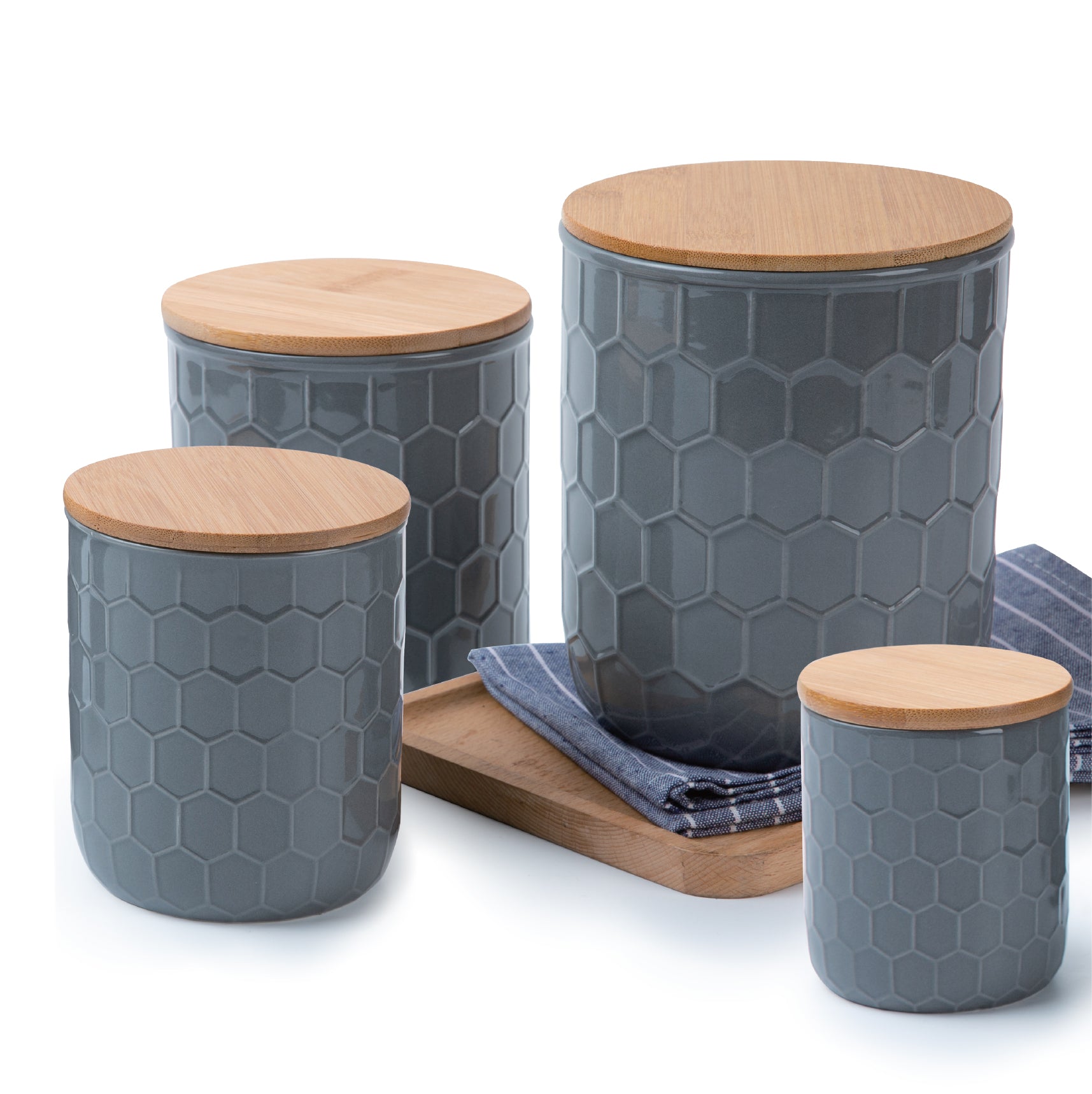 jars ceramic セット Better Homes & Gardens Ceramic 3-Piece Textured Stackable